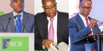 Paul Russo of KCB, Gideon Muriuki of Co-operative Bank, and John Gachora of NCBA.