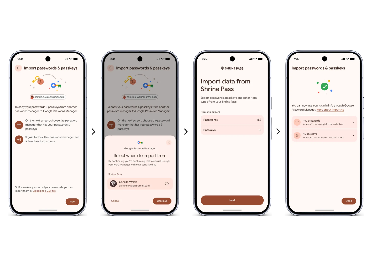 Import flow for Google Password Manager